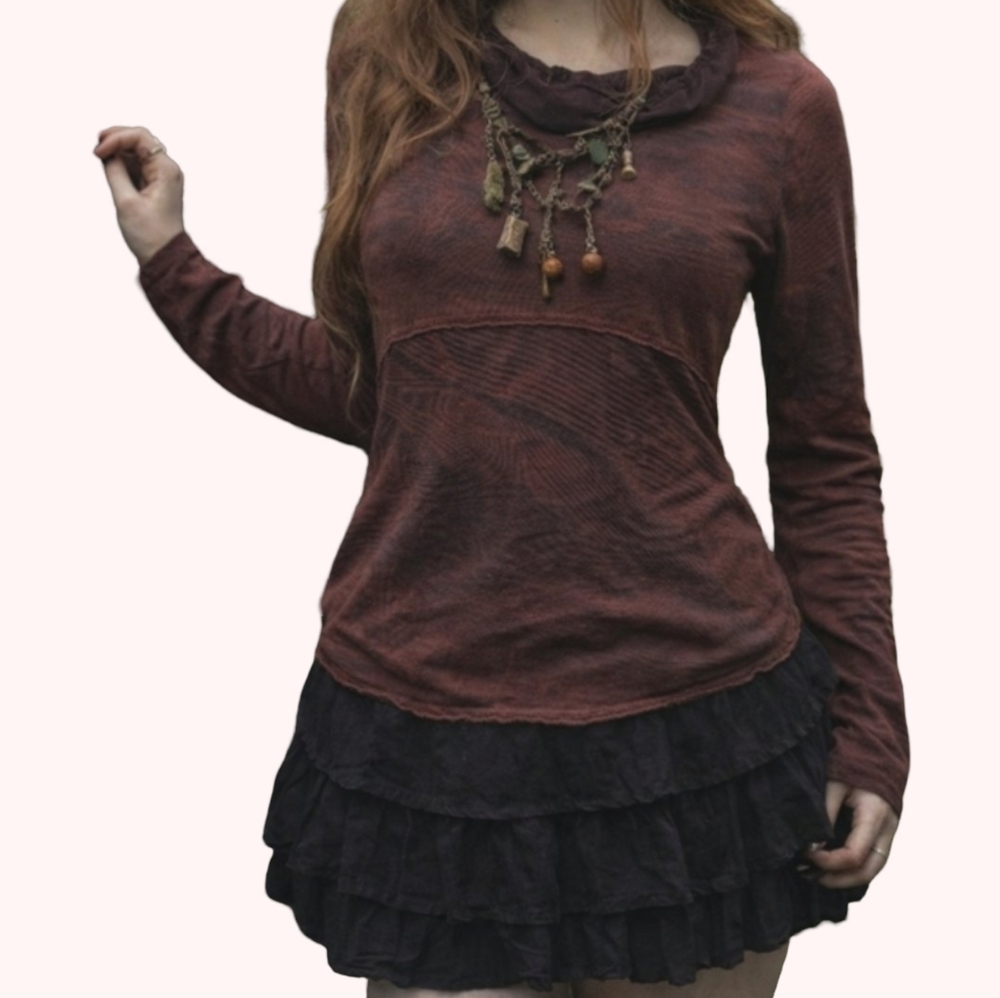 Earthy Goblincore Cowl Neck Long Sleeve By Color Me Cotton Size XS